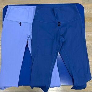 Lululemon Wunder Under Capri Legging in Navy and Light bluish purple